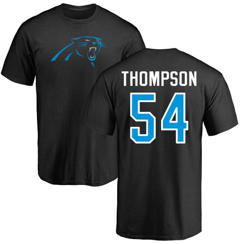 Carolina Panthers Men Black Shaq Thompson Name and Number Logo NFL Football #54 T Shirt->nfl t-shirts->Sports Accessory